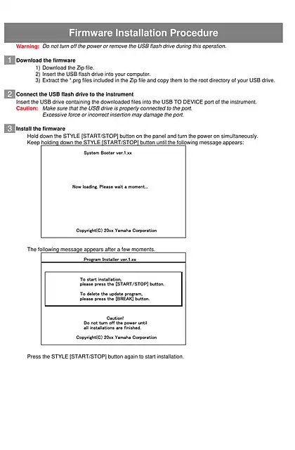 yamaha雅马哈Firmware Installation Guide for PSR _ Tyros